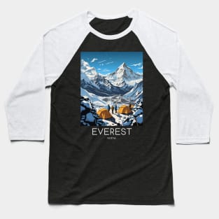 A Pop Art Travel Print of Mount Everest - Nepal Baseball T-Shirt